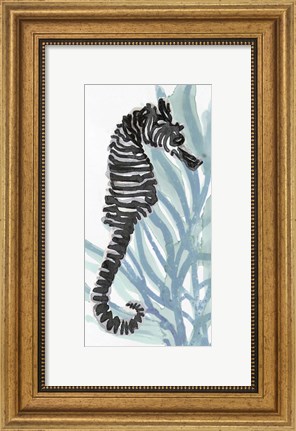 Framed Zebra Seahorse I Print