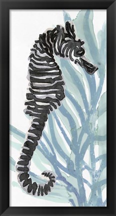 Framed Zebra Seahorse I Print