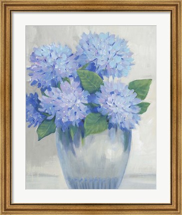 Framed Blue Hydrangeas in Vase II Print
