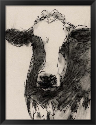 Framed Cow Portrait Sketch II Print