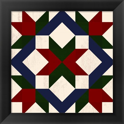 Framed Christmas Barn Quilt I Print