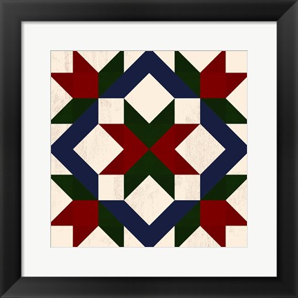 Framed Christmas Barn Quilt I Print