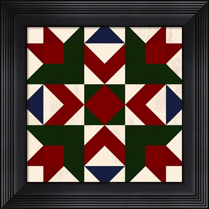 Framed Christmas Barn Quilt III Print