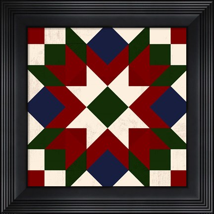 Framed Christmas Barn Quilt IV Print