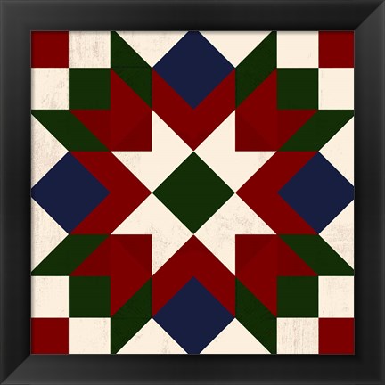 Framed Christmas Barn Quilt IV Print