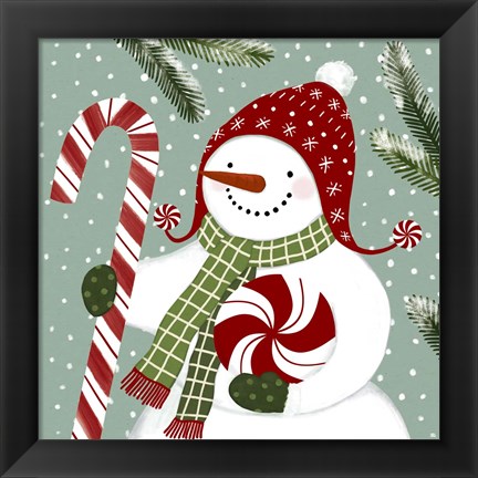 Framed Peppermint Snowman II Print