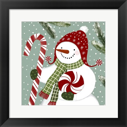 Framed Peppermint Snowman II Print