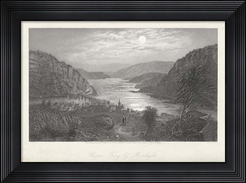 Framed Harper&#39;s Ferry by Moonlight Print