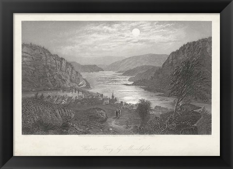 Framed Harper&#39;s Ferry by Moonlight Print