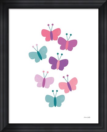 Framed Butterfly Friends Girly Print