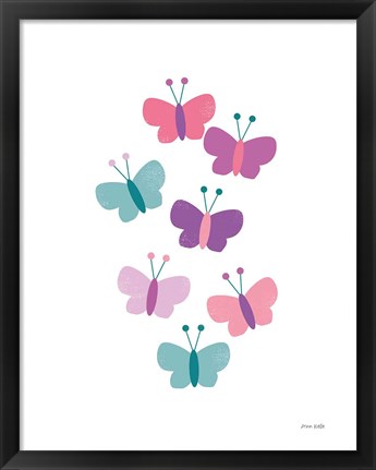 Framed Butterfly Friends Girly Print