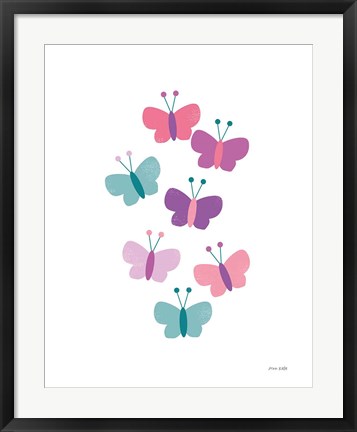 Framed Butterfly Friends Girly Print