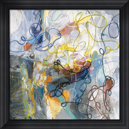 Framed Blue and Sienna Abstract Print