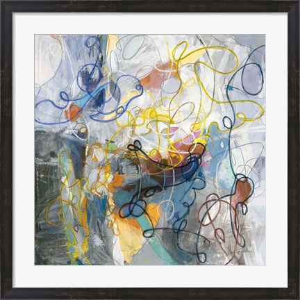 Framed Blue and Sienna Abstract Print