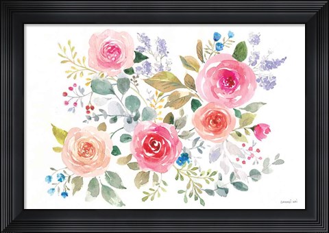 Framed Lush Roses II Horizontal Print