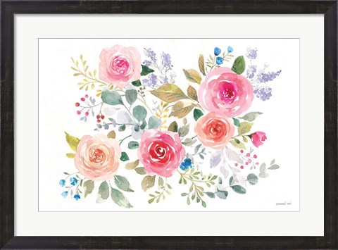Framed Lush Roses II Horizontal Print