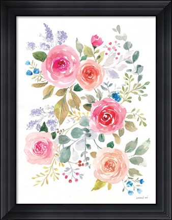Framed Lush Roses II Print