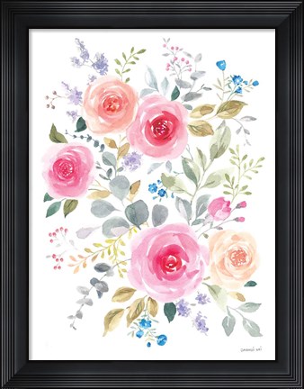 Framed Lush Roses I Print