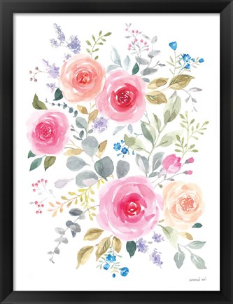 Framed Lush Roses I Print