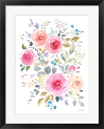 Framed Lush Roses I Print