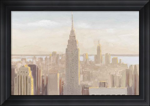 Framed Manhattan Dawn Gold and Neutral Print