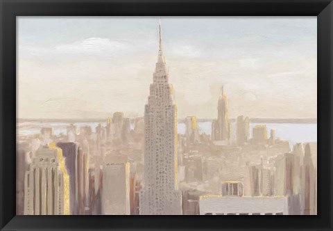 Framed Manhattan Dawn Gold and Neutral Print