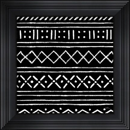 Framed Jungle Love Pattern V Sq I BW Print
