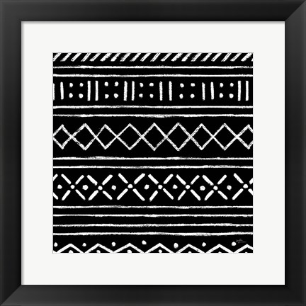 Framed Jungle Love Pattern V Sq I BW Print