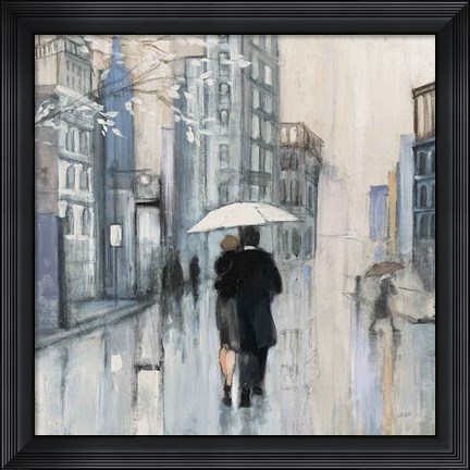 Framed Spring Rain New York Neutral Crop Print