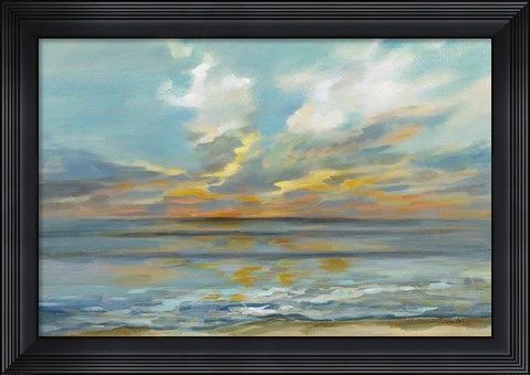 Framed Rhythmic Sunset Waves Print