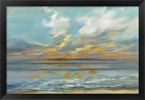 Framed Rhythmic Sunset Waves Print