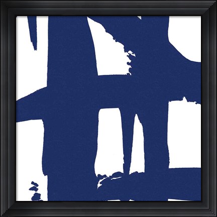 Framed Crossing Paths I Cobalt Print