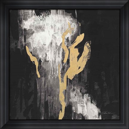 Framed Golden Rain II BW Print