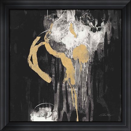 Framed Golden Rain I BW Print