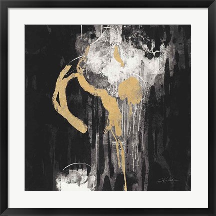 Framed Golden Rain I BW Print