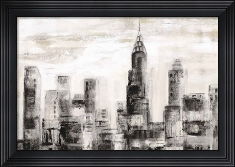 Framed Manhattan Skyline BW Crop Print