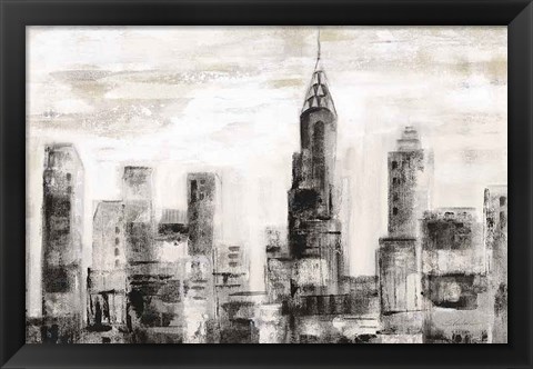 Framed Manhattan Skyline BW Crop Print