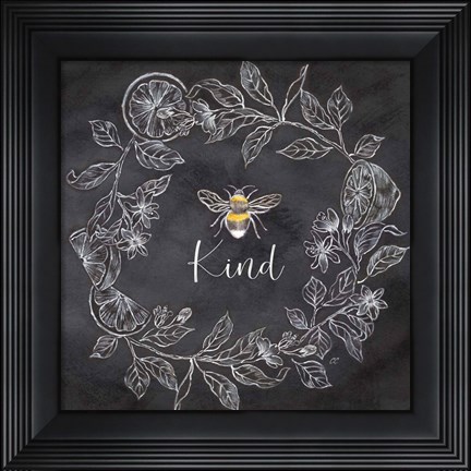 Framed Bee Sentiment Wreath Black II-Kind Print