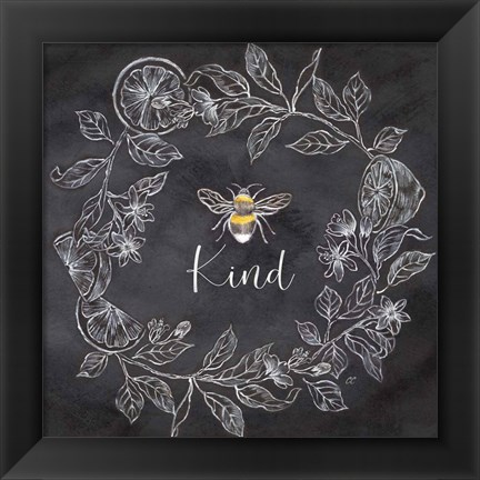 Framed Bee Sentiment Wreath Black II-Kind Print