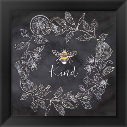 Framed Bee Sentiment Wreath Black II-Kind Print