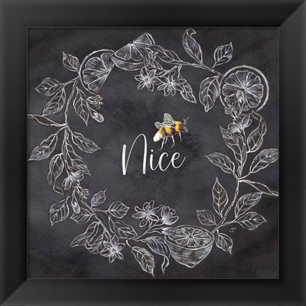 Framed Bee Sentiment Wreath Black III-Nice Print