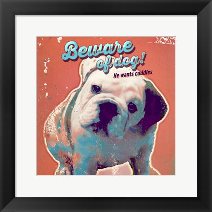 Framed Pet Sentiment III-Beware Print