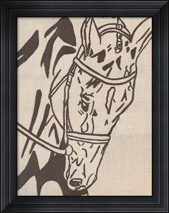 Framed Farm Sketch Horse Print