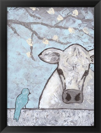 Framed Farm Sketch Cow pen Print