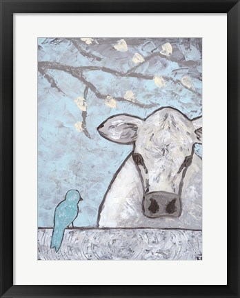 Framed Farm Sketch Cow pen Print