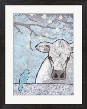 Framed Farm Sketch Cow pen Print