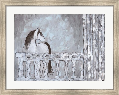 Framed Farm Sketch Horse stable Print