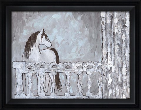 Framed Farm Sketch Horse stable Print