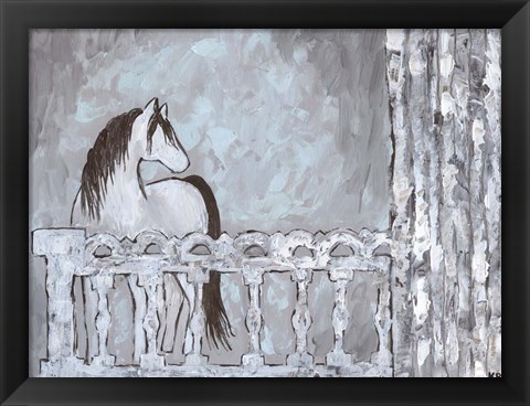 Framed Farm Sketch Horse stable Print