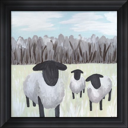 Framed Paint Splotch Sheep Print